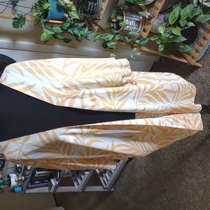 Maison Du Soir XL 2XL Orange & White Tropical Plant Leaf Kimono Duster NO BELT